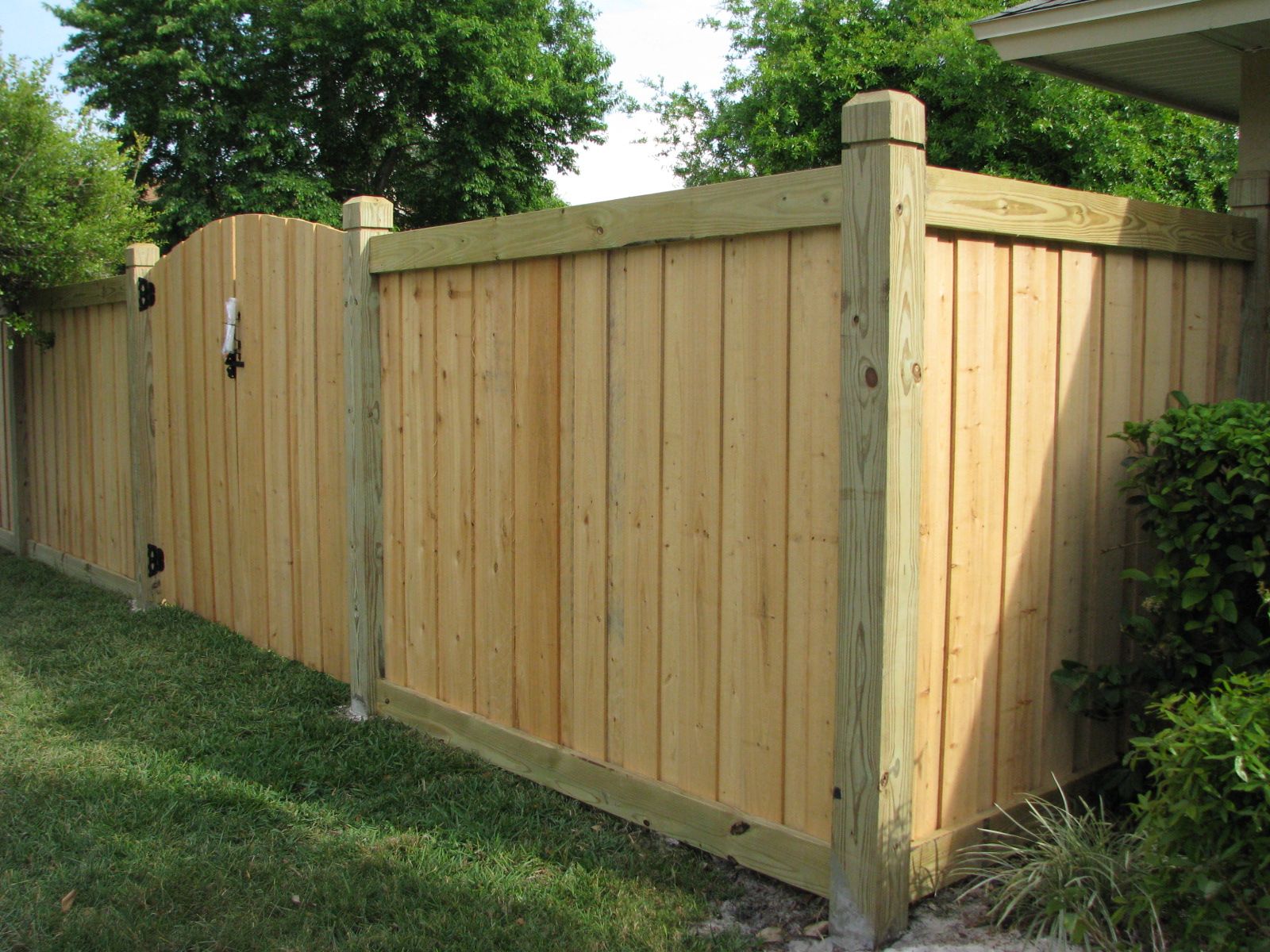 Completed wood privacy fence